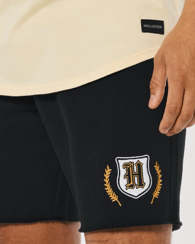 Bottoms Hollister Men Fleece Varsity Graphic Shorts 7\\ 488201338 Black